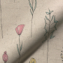 Tissu déco semi panama champ de fleurs, naturel