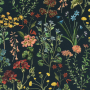 Tissu déco semi panama fleurs des champs, bleu foncé