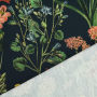 Tissu déco semi panama fleurs des champs, bleu foncé