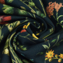 Tissu déco semi panama fleurs des champs, bleu foncé