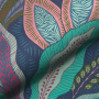 Tissu déco semi panama feuilles Vintage botanical leaves, bleu foncé