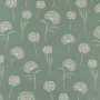 Tissu déco semi panama graines de pissenlit Dandelions, vieux vert
