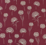 Tissu déco semi panama graines de pissenlit Dandelions, lie de vin