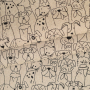 Tissu déco semi panama Chien Dogs, naturel