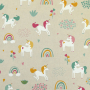 Tissu déco semi panama licornes, naturel