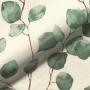 Tissu déco semi panama feuilles eucalyptus Eukalyptus, blanc cassé