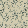 Tissu déco semi panama feuilles eucalyptus, naturel