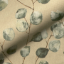 Tissu déco semi panama feuilles eucalyptus, naturel