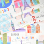 Decoratiestof half panama Famous Big City, wit