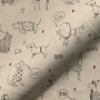 Tissu déco semi panama chiens, naturel