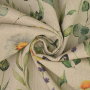 Decoration fabric half panama Flowers and Butterflies, beige