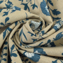Tissu déco semi panama fleurs folklores traditionnelles, naturel
