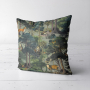 Decoration fabric half panama Forest Animals, dark green
