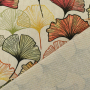 Tissu déco semi panama feuilles de ginkgo leaves, naturell