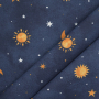 Tissu déco semi panama qui brille dans le noir Lune & étoiles Glow in the Dark, bleu