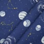 Tissu déco semi panama qui brille dans le noir Galaxies Glow in the Dark, bleu