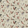 Tissu déco semi panama poules, naturel