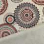Decoration fabric half panama Mandala, natural, red