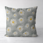 Tissu déco semi panama Fleurs Marguerites, gris