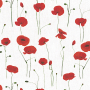 Tissu déco semi panama coquelicots, blanc cassé