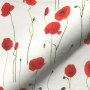 Tissu déco semi panama coquelicots, blanc cassé