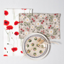 Tissu déco semi panama coquelicots, blanc cassé