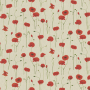 Tissu déco semi panama coquelicots, naturel