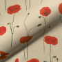 Tissu déco semi panama coquelicots, naturel