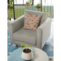 Tissu déco semi panama coquelicots, naturel