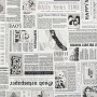 Tissu déco semi panama Journal Newspaper, blanc cassé