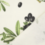 Tissu déco semi panama Olives branches, blanc cassé