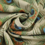 Tissu déco semi panama plumes de paons