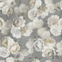Tissu déco semi panama pivoines, gris