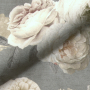Tissu déco semi panama pivoines, gris