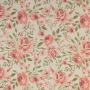 Tissu déco semi panama Fleurs Roses, beige