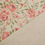 Tissu déco semi panama Fleurs Roses, beige