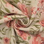 Tissu déco semi panama Fleurs Roses, beige