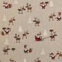 Tissu déco semi panama Père Noël & cerfs Santa´s Reindeer Sleigh, naturel