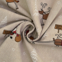 Tissu déco semi panama Père Noël & cerfs Santa´s Reindeer Sleigh, naturel