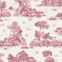 Tissu déco semi panama toile de jouy, lie de vin – blanc cassé
