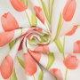 Decoratiestof half panama tulpen, gebroken wit