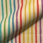 Tissu déco semi panama à rayures et licornes, naturel