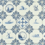 Tissu déco semi panama similaire aux carreaux de Delft Vintage