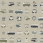 Decoration fabric half panama VW Surf Vibes, natural