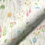 Decoration fabric half panama wild flowers, off-white