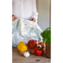 Decoration fabric half panama wild flowers, off-white