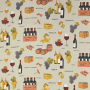Tissu déco semi panama bouteilles de vin Wine Tasting, blanc nature