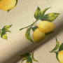 Tissu déco semi panama citrons, naturel
