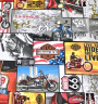 Decoratiestof Ottoman met Route 66-motieven