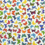 Decoration fabric Ottoman butterflies, white multicolour